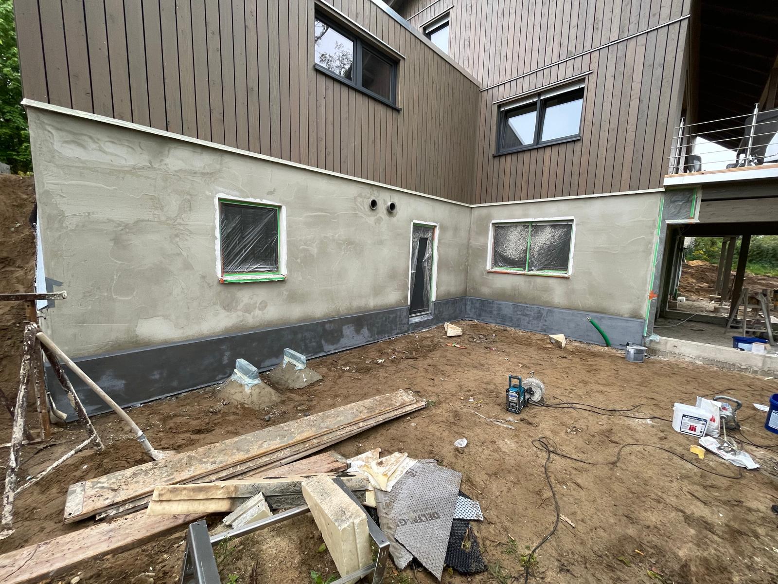 Neubau mit Holzfassade — WDVS + Außenputz — WDVS in Norddeutschland, Scherer-Putz